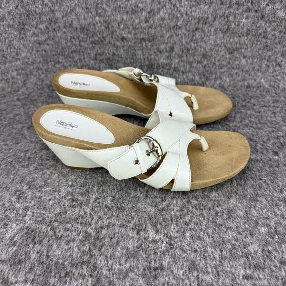 ✅Mossimo Paige Womens 9 White Strappy Thong Wedge Sandals All Man-Made Materials - Picture 4 of 12